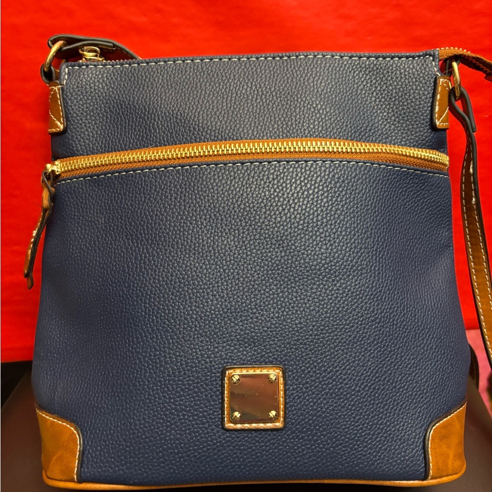 Navy Blue and Tan Crossbody Bag